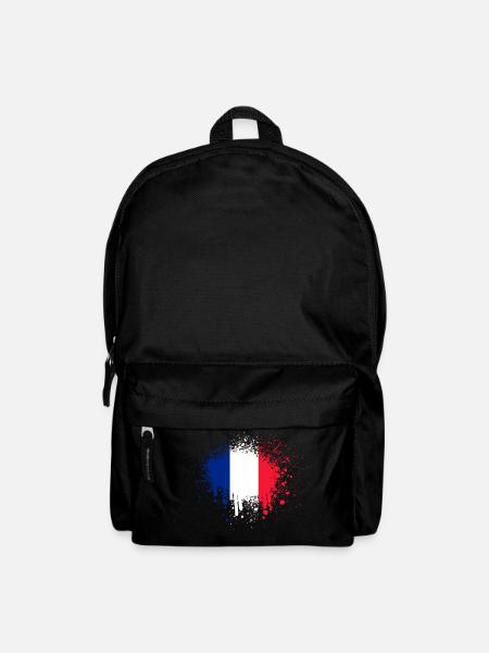 France Drapeau Éclaboussures de couleur - Sac à dos - noir