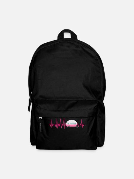 Camper ECG Heartbeat Camping Caravan - Backpack - black