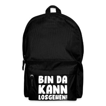 Bin da, kann losgehen! - Rucksack - Schwarz - Vorne