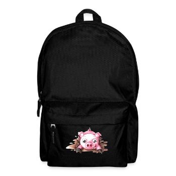 Planschendes Comic Schweinchen - Rucksack - Schwarz - Vorne