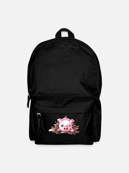 Planschendes Comic Schweinchen - Rucksack - Schwarz