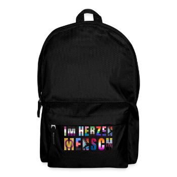 Buntes Schriftzug Pride T Shirt "Im Herzen Mensch" - Rucksack - Schwarz - Vorne