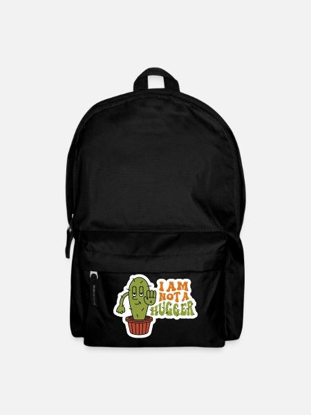 I am Not a Hugger Sarcastic Cactus Design - Backpack - black