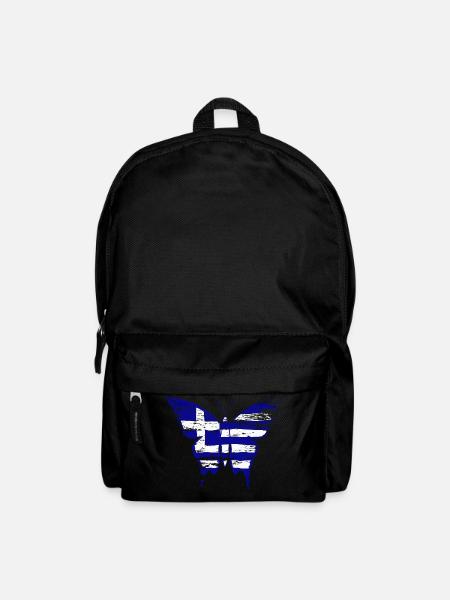 Griechenland Flagge Schmetterling used - Rucksack - Schwarz