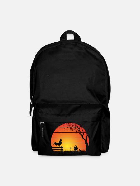 Hühner Sonnenuntergang - Rucksack - Schwarz