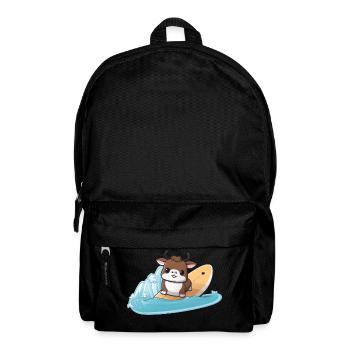 surfende Kuh, Sportliches Tierdesign - Rucksack - Schwarz - Vorne