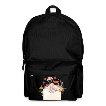 floraler Briefumschlag mit Blüten und Pflanzen - Rucksack - Schwarz - Vorne