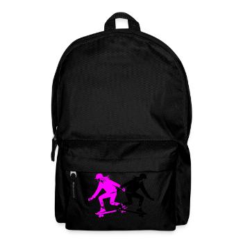 Skateboarding Woman Silhouette Skateboard - Backpack - black - Front
