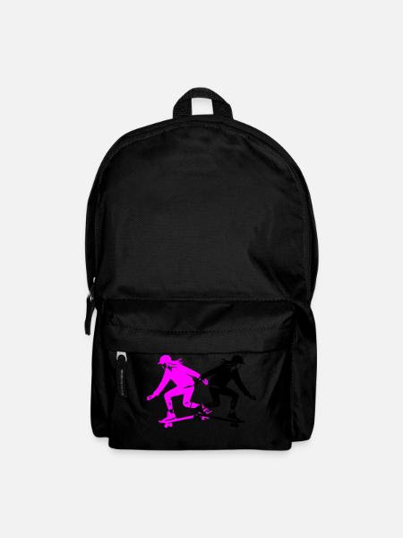 Skateboard Femme Silhouette Skateboard - Sac à dos - noir