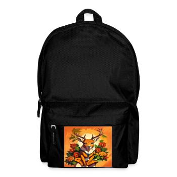 Floral Fawn in Orange Portrait - Backpack - black - Front