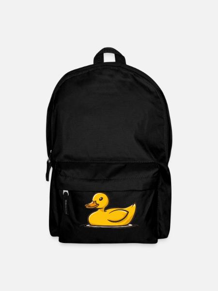 Lustige niedliche gelbe Cartoon Ente schwimmt - Rucksack - Schwarz
