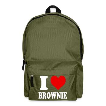 Ich liebe Brownie-Herz Lustig Witzig - Rucksack - Olivgrün - Vorne