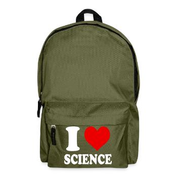 Ich liebe Wissenschaft, Herz, Lustig, Witzig - Rucksack - Olivgrün - Vorne