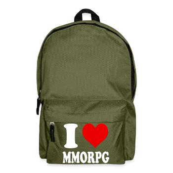 Ich liebe MMORPG Herz Lustig Witzig - Rucksack - Olivgrün - Vorne
