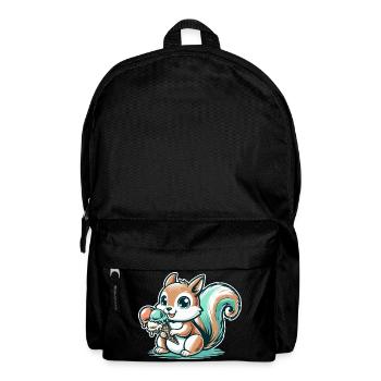 Niedliches Cartoon-Eichhörnchen mit Eiscreme - Rucksack - Schwarz - Vorne