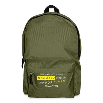 Negativ denken und positives Erwarten geht nicht - Rucksack - Olivgrün - Vorne