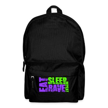 Eat Sleep Rave Repeat Essen Schlafen Raven Spruch - Rucksack - Schwarz - Vorne