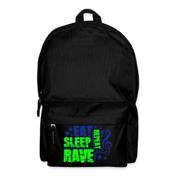 Eat Sleep Rave Repeat Essen Schlafen Raven Spruch - Rucksack - Schwarz - Vorne