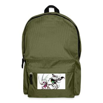 Anime full shotfull body animal illustration style - Backpack - olive green - Front