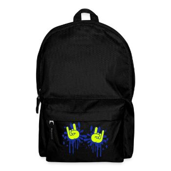 Two Heavy Metal Hard Rock Cool Graffiti Hand Gesture - Backpack - black - Front