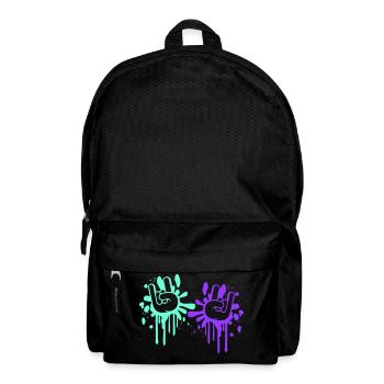 2 Heavy Metal Hard Rock Graffiti Horns Hand Gestures - Backpack - black - Front