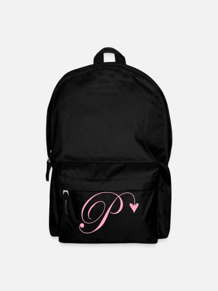Monogramm P Herz Ranke - Rucksack - Schwarz