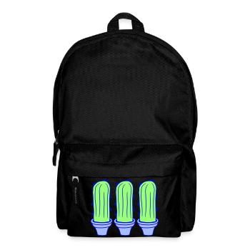 3 Small Cacti Cactus Spines Desert Flower Pot - Backpack - black - Front