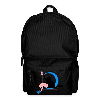 Le chat style Léonard de Vinci en cercle carré - Sac à dos - noir - Devant