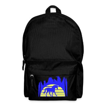 Horse Riding Lines Rider Sun Palm Trees Silhouette - Backpack - black - Front