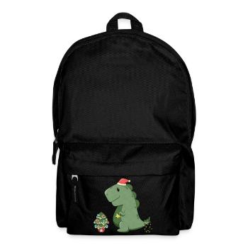 Dinosaure mignon décorant son sapin de Noël - Sac à dos - noir - Devant