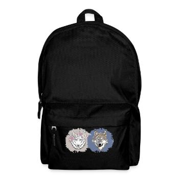 Floral and Realistic Wolves – Dual Nature Design - Backpack - black - Front