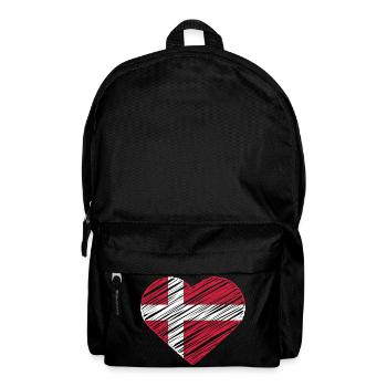 I Love Denmark With Denmark Flag In a Heart Shirt - Rucksack - Schwarz - Vorne