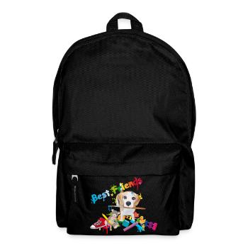Bunter Freundschaftsgruß mit Beagle & Spielzeug - Rucksack - Schwarz - Vorne