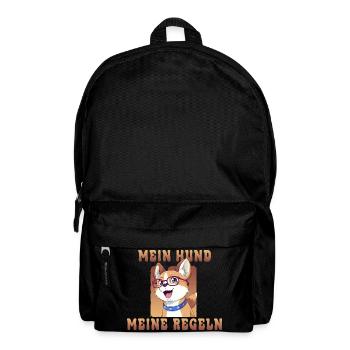 Dogs with glasses and saying-my dog my rules - Backpack - black - Front