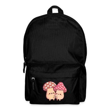 Cute Hugging Mushroom Toadstool Couple - Backpack - black - Front