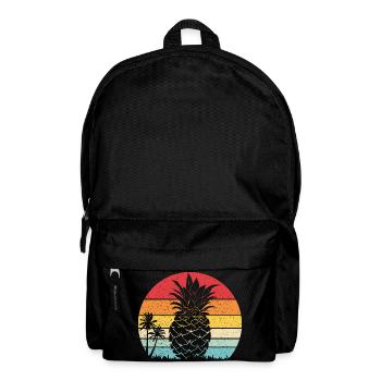 Coucher de soleil vintage rétro Retro Plage d’été Ananas - Sac à dos - noir - Devant
