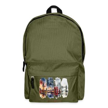 London Holiday Travel – England Big Ben & City - Backpack - olive green - Front