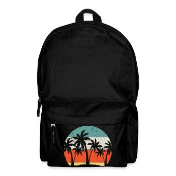 Silhouette de palmier coucher de soleil tropical - Sac à dos - noir - Devant