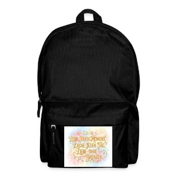 Lebe Jeden Moment Lache Jeden Tag - Rucksack - Schwarz - Vorne