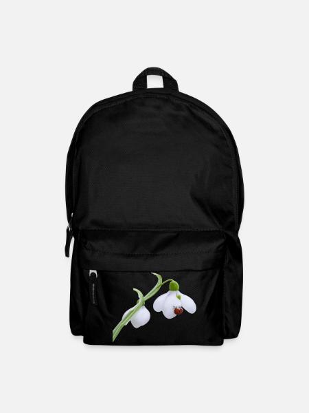 Schneeglöckchen-Marienkäferblüte - Rucksack - Schwarz