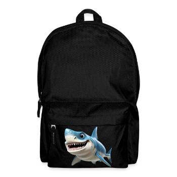 Blauer Cartoonhai mit Lächeln - Rucksack - Schwarz - Vorne
