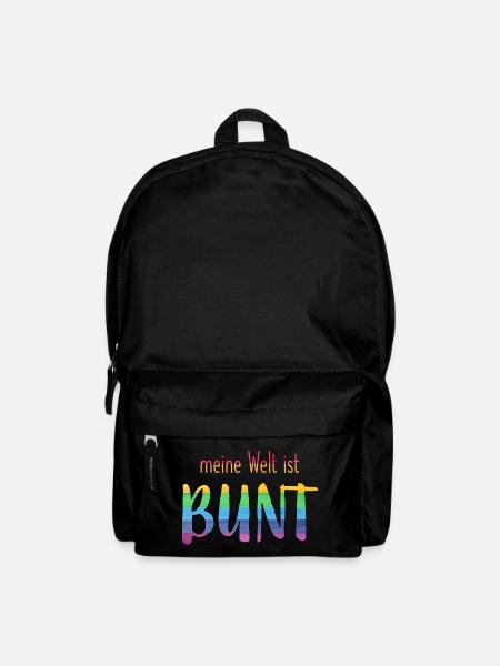 Meine Welt ist bunt - Regenbogen -fröhlich - Rucksack - Schwarz
