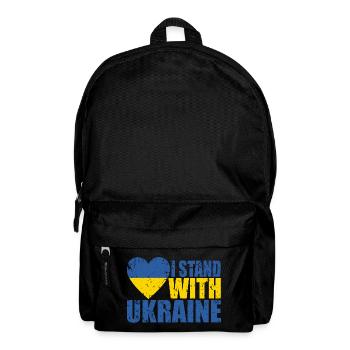 I Stand With Ukraine, Flag Of Ukraine, Distressed - Backpack - black - Front
