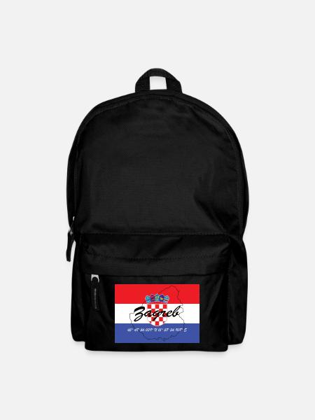 Zagreb - Hauptstadt mit GPS & Flagge - Rucksack - Schwarz