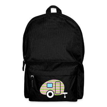 Caravan Frühling Wohnwagen Fan Strick Retro Urlaub - Rucksack - Schwarz - Vorne