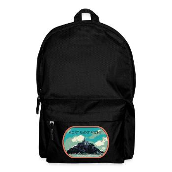 Illustration en bleu et vert du Mont Saint Michel - Sac à dos - noir - Devant
