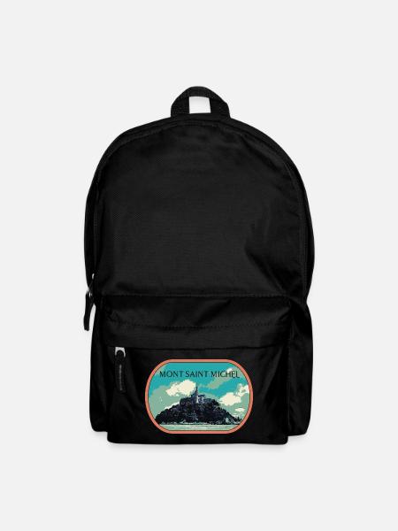 Illustration in Blau und Grün des Mont Saint Michel - Rucksack - Schwarz