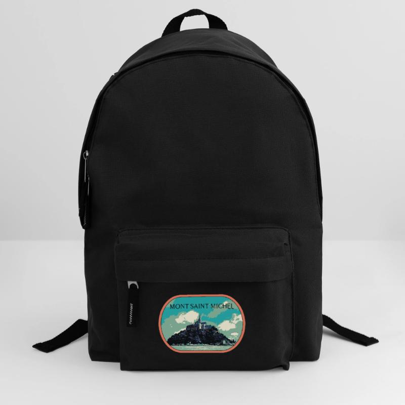Illustration en bleu et vert du Mont Saint Michel Sac à dos