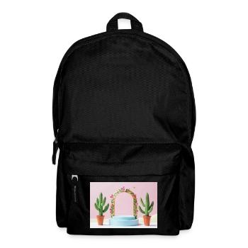 Pastellbogen-Blumenrahmen und Kakteen - Rucksack - Schwarz - Vorne