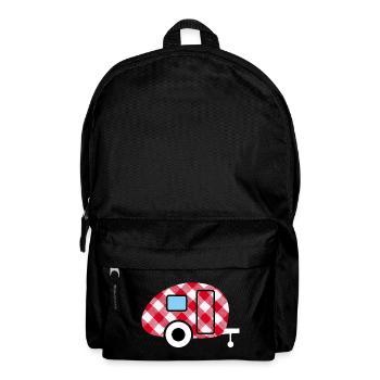Caravan Wohnwagen kariert Karo Muster Camping Fan - Rucksack - Schwarz - Vorne